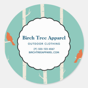 Adesivo Redondo Negócios de Aves Laranja Retroativas em Árvores 