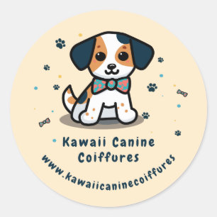 Adesivo Redondo Negócios de cães Kawaii