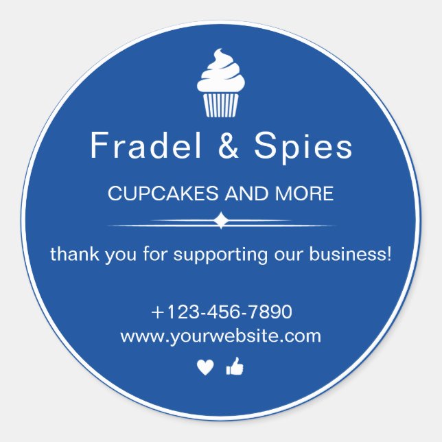 Adesivo Redondo Negócios de Cupcake simples e branco (Frente)