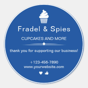 Adesivo Redondo Negócios de Cupcake simples e branco