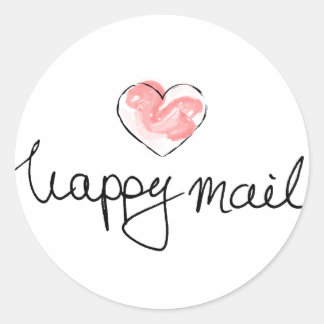 Adesivo Redondo Negócios de E-mail Feliz - Coração Fofo