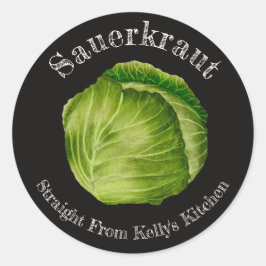 Adesivo Redondo Negócios de Enlatamento Caseiro Repolho Sauerkraut