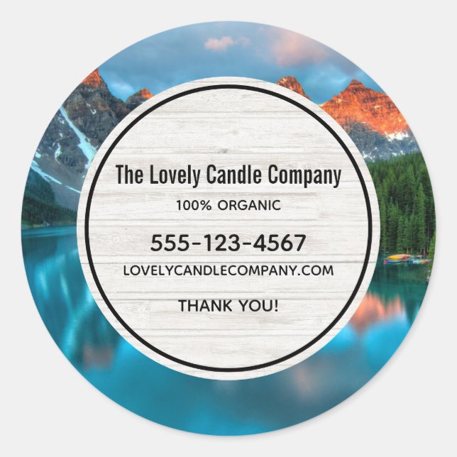 Adesivo Redondo Negócios de Fotografia de Scenic Mountain & Lake (Frente)