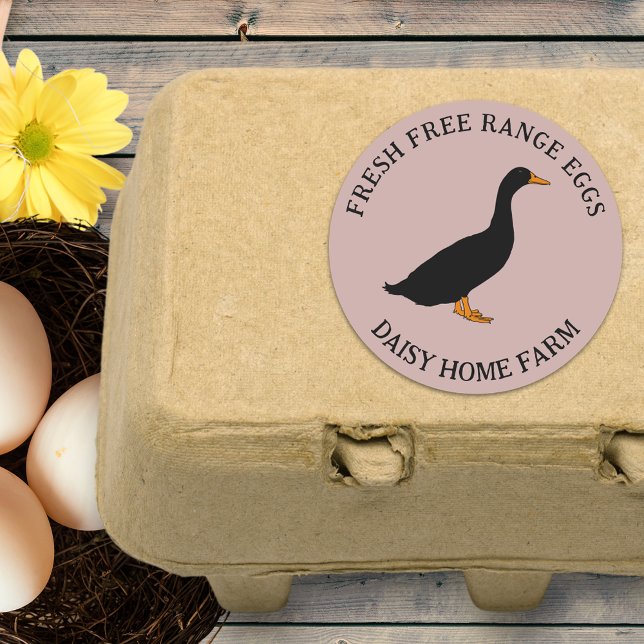 Adesivo Redondo Negócios de Ovos de Pato Fresco (Fresh Free range duck eggs personalized small business name stickers)