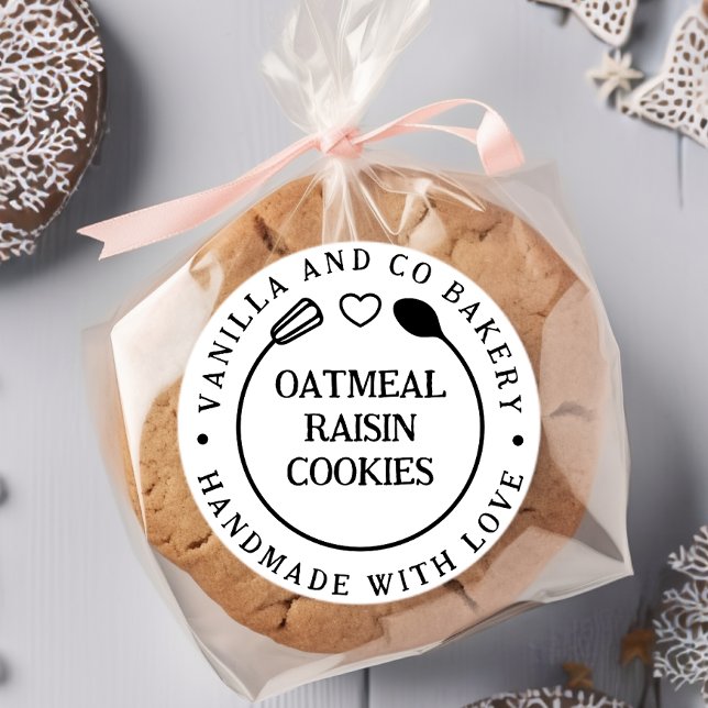 Adesivo Redondo Negócios de Padaria Colher de Batedeira Feito à Mã (Criador carregado)