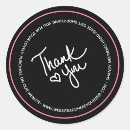 Adesivo Redondo Negócios De Script Desenhado À Mão Obrigado Coraçã