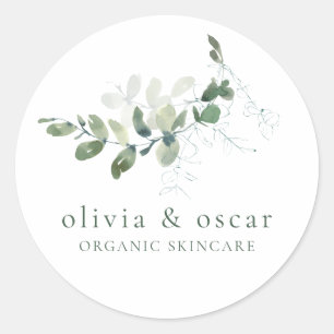 Adesivo Redondo Negócios minimalistas do Eucalipto Botânico modern