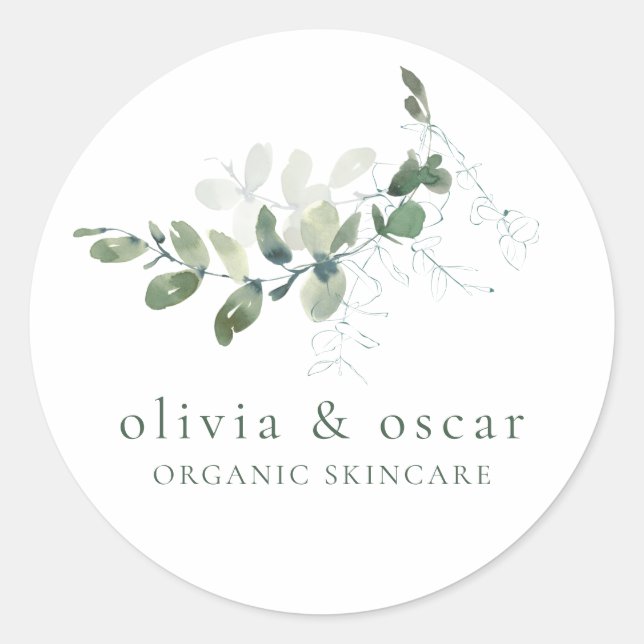 Adesivo Redondo Negócios minimalistas do Eucalipto Botânico modern (Frente)