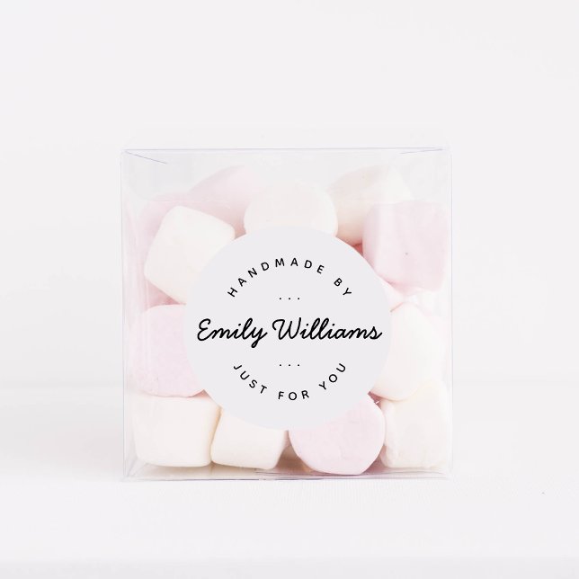 Adesivo Redondo Negócios Modernos Mínimos Feitos à Mão Por Script (Criador carregado)