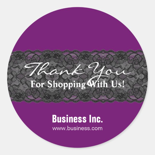 Adesivo Redondo Negócios Obrigado A Lace Roxo (Frente)