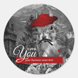 Adesivo Redondo Negócios Obrigado Artista Engraçado do Esquilo