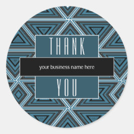 Adesivo Redondo Negócios Obrigado Blue Black Geométrico