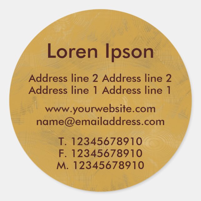 Adesivo Redondo Negócios / Perfil da Textura Oche (Frente)