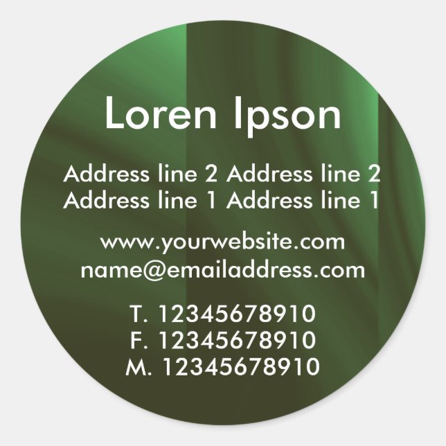 Adesivo Redondo Negócios / Perfil de Garrafa Verde (Frente)