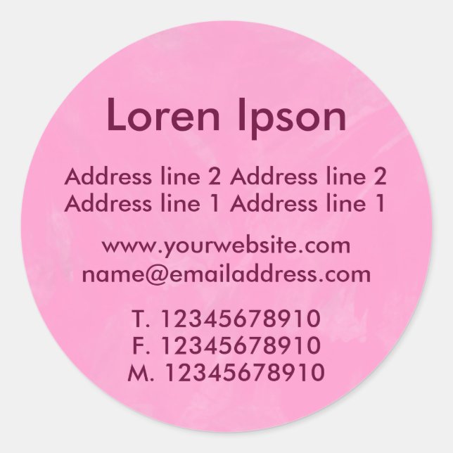 Adesivo Redondo Negócios/Perfil Rosa Brutos (Frente)