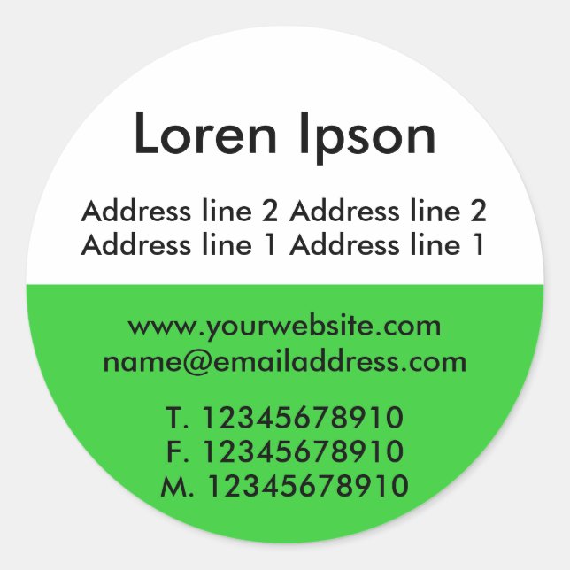 Adesivo Redondo Negócios / Perfil Verde e Branco de duas tonalidad (Frente)