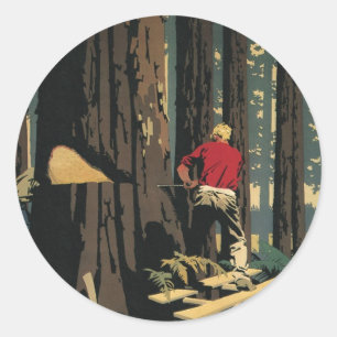 Adesivo Redondo Negócios Vintage, Indústria Madeireira Floresta de