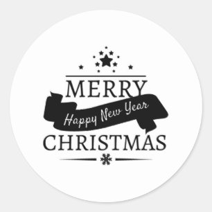 Adesivo Redondo Negra Branca Feliz Natal E Feliz ano novo