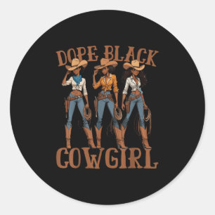 Adesivo Redondo Negra Cowgirl Western Country Rodeo Melanin Black