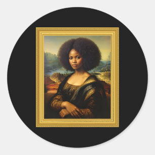 Adesivo Redondo Negra Mona Lisa Afro Rainha Africana Preto Sua