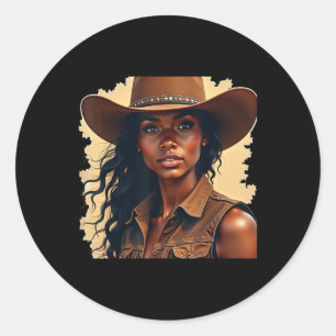 Adesivo Redondo Negras Cowboys Melanin Women Western Rodeo Texas W