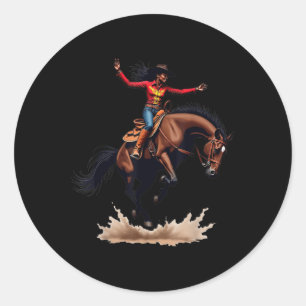 Adesivo Redondo Negras Cowboys Melanin Women Western Rodeo Texas W