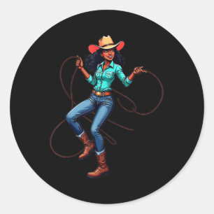 Adesivo Redondo Negras Cowboys Melanin Women Western Rodeo Texas W