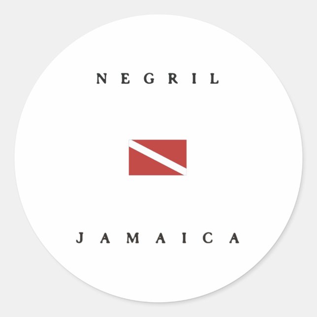 Adesivo Redondo Negril Jamaica Scuba Dive Flag (Frente)