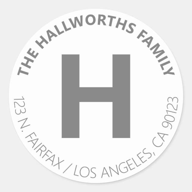 Adesivo Redondo Negrito Moderno Branco & Endereço de Devolução Cin (Frente)