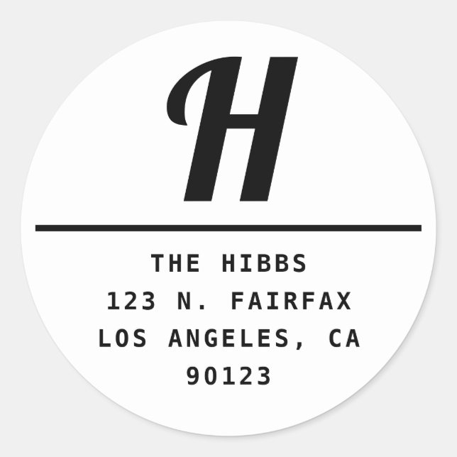 Adesivo Redondo Negrito Moderno Preto e Branco Endereço de Remeten (Frente)