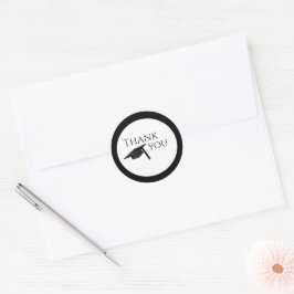 Adesivo Redondo Negro Clássico, Graduação Obrigado