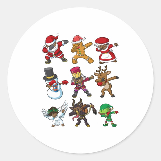 Adesivo Redondo negro de natal africano americano santa claus dabb (Frente)