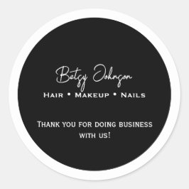 Adesivo Redondo Negros e Brancos Elegantes Agradeço a você, Sticke