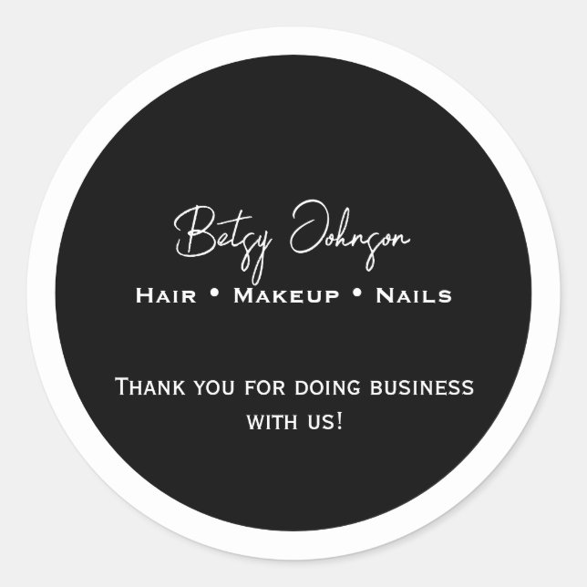 Adesivo Redondo Negros e Brancos Elegantes Agradeço a você, Sticke (Frente)