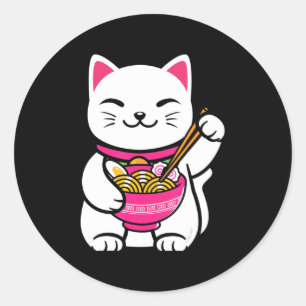 Adesivo Redondo Neko Cat Ramen Anime Kawaii Presente de adolescent