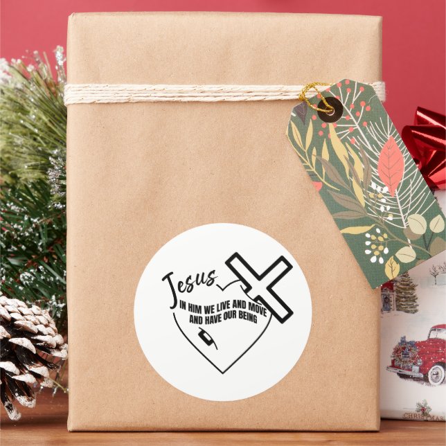 Adesivo Redondo Nele vivemos e nos movemos e temos nosso ser (Feriado)