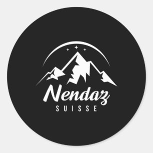 Adesivo Redondo Nendaz Suiça Ski Resort Skiting Snowboard