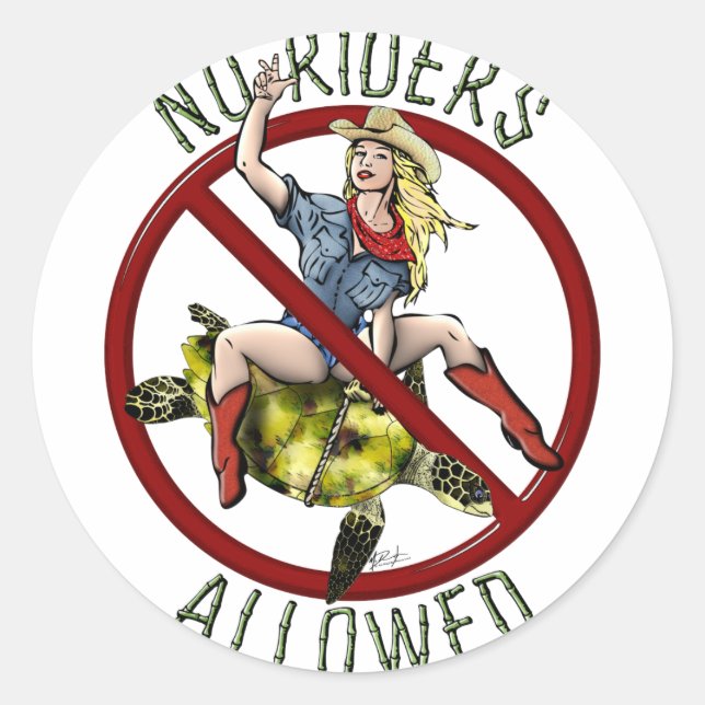 Adesivo Redondo Nenhum Cavaleiro Permitido (Frente)