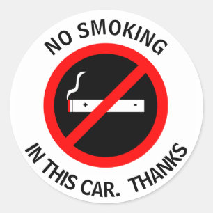 ADESIVO REDONDO NENHUM FUMAR NESTE CARRO. OBRIGADOS
