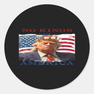 Adesivo Redondo Nenhum Rei na América Design Criativo Anti-Trump