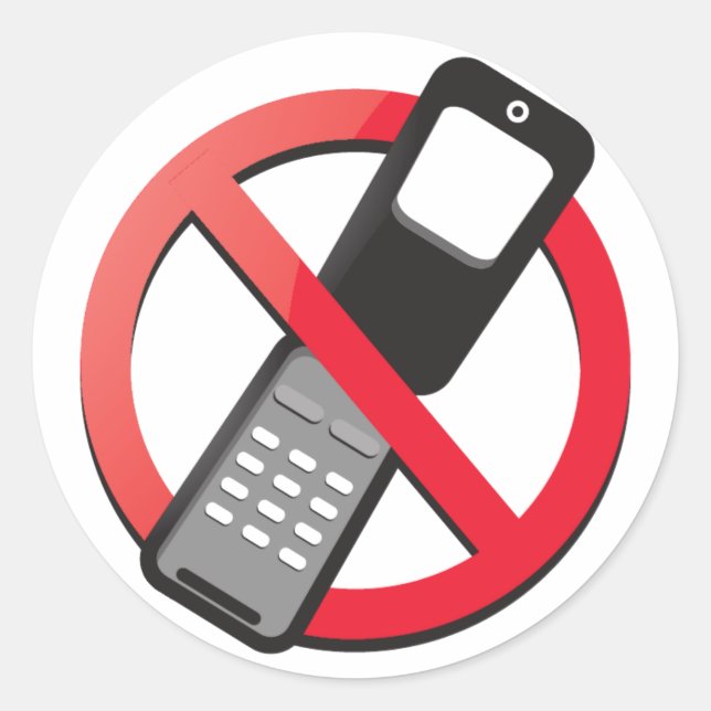 Adesivo Redondo Nenhum telefone celular permitido (Frente)