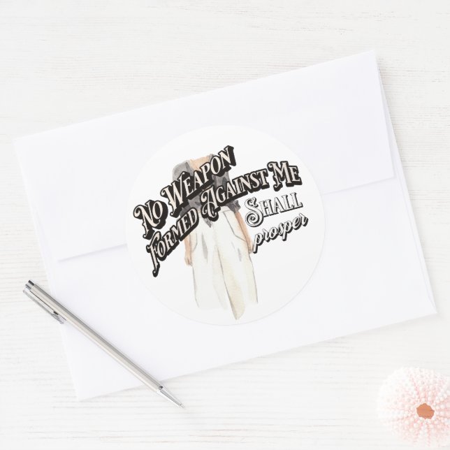 Adesivo Redondo Nenhuma Arma Formada Contra Mim Deve Prosperar (Envelope)