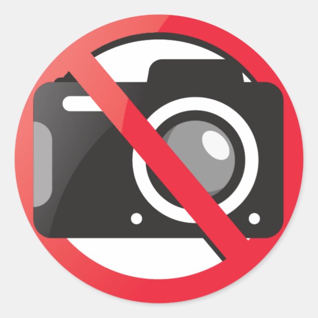 Adesivo Redondo Nenhuma câmera permitida (Frente)