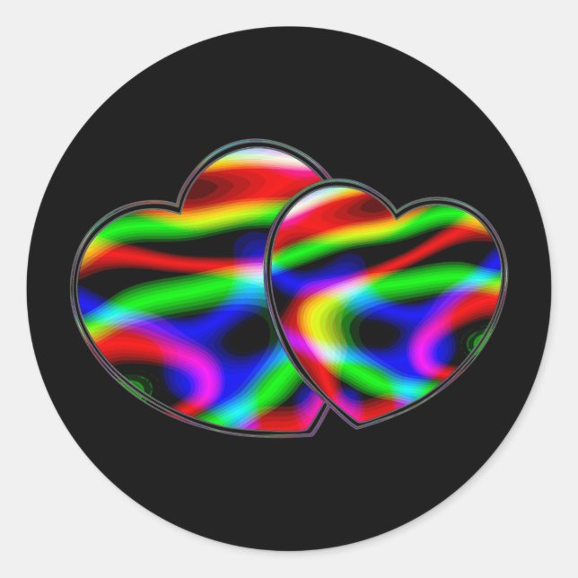 Adesivo Redondo Neon Aurora Hearts (Frente)