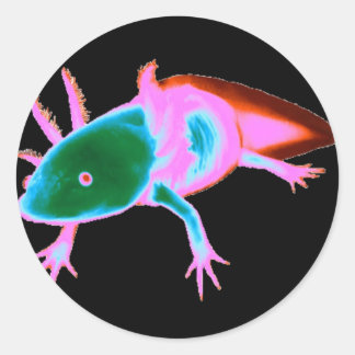 Adesivo Redondo Neon Axolotl Stickers