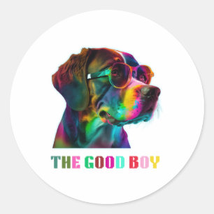 Adesivo Redondo Neon Colorful Cachorro lindinho mestiço colorido