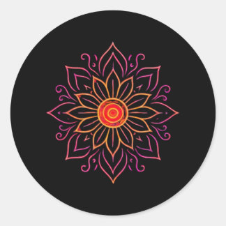 Adesivo Redondo Neon Cosmic Mandala Sticker | Eteal Vintage Glo