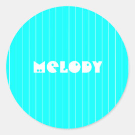 Adesivo Redondo Neon Cyan White Thin Vertical Strike Name