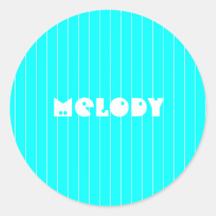 Adesivo Redondo Neon Cyan White Thin Vertical Strike Name