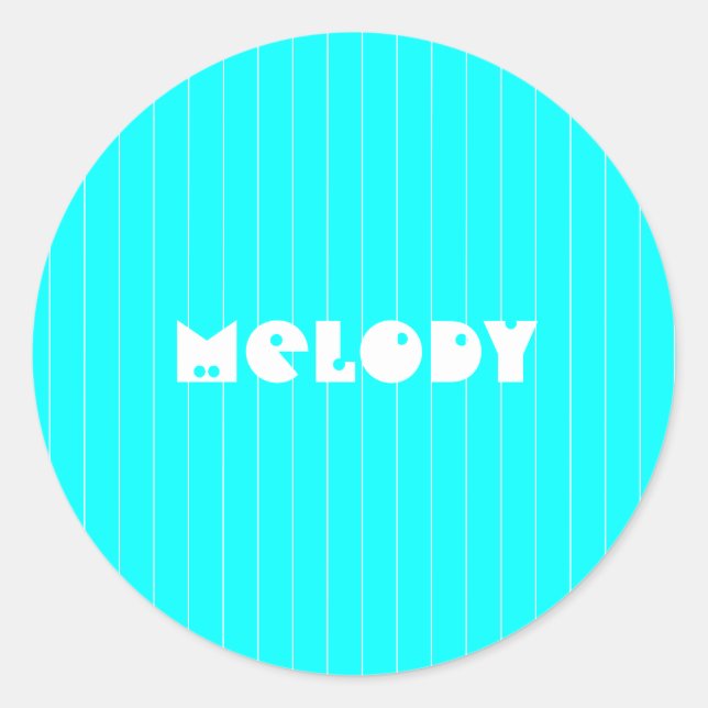 Adesivo Redondo Neon Cyan White Thin Vertical Strike Name (Frente)